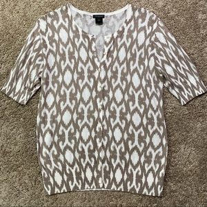 Ann Taylor Print Short Sleeve Cardigan Sweater M